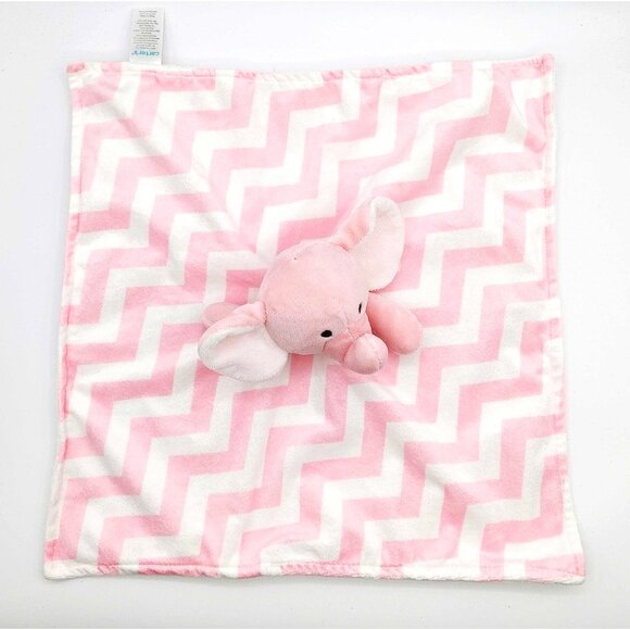 Carter's Pink White Chevron Elephant Security Blanket Lovey Plush Zig Zag 2017 - Picture 3 of 5